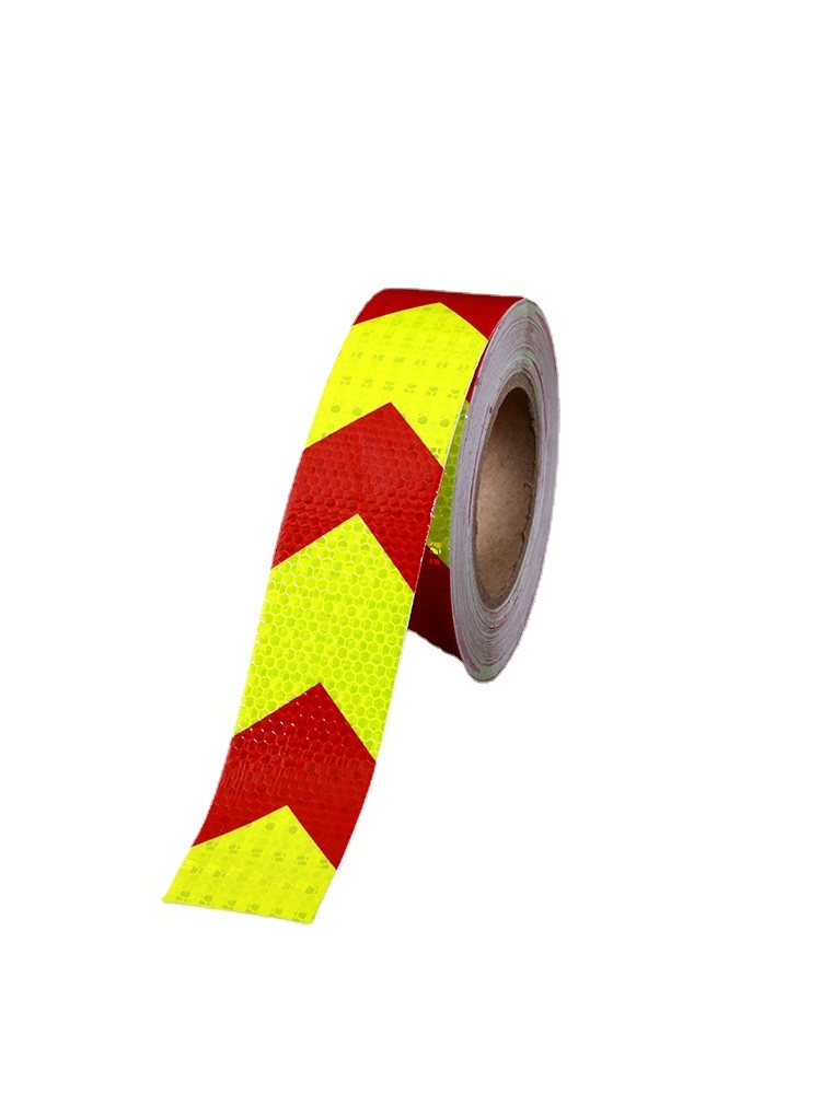 5cmx3m Reflector Adhesive Fluorescent Yellow Red Arrow Reflective Tape Warning Sticker For Road Sign: Default Title