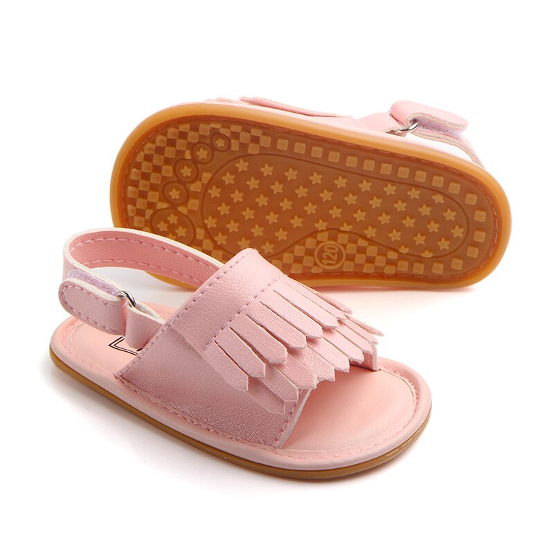 Sandales d'été en cuir suédé pour bébés filles, chaussures antidérapantes, plates, à semelle souple, pour nourrissons