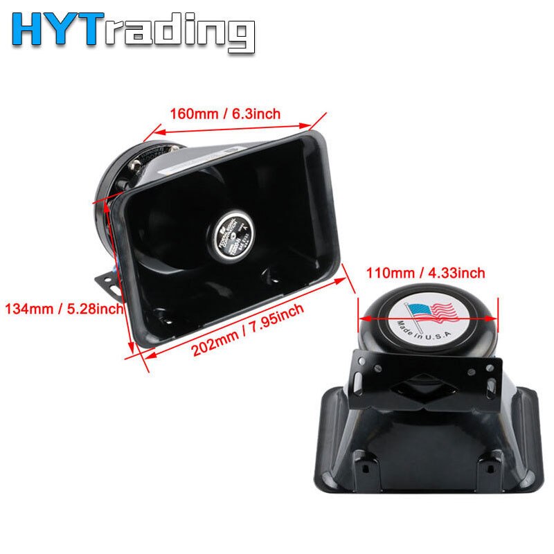Super Loud 200W For Car Auto Truck Police Fire Siren 8 Tone Alarm Warning Speaker Black Shell DC 12V Multi-tones Horn: 1 pc 200W horn B
