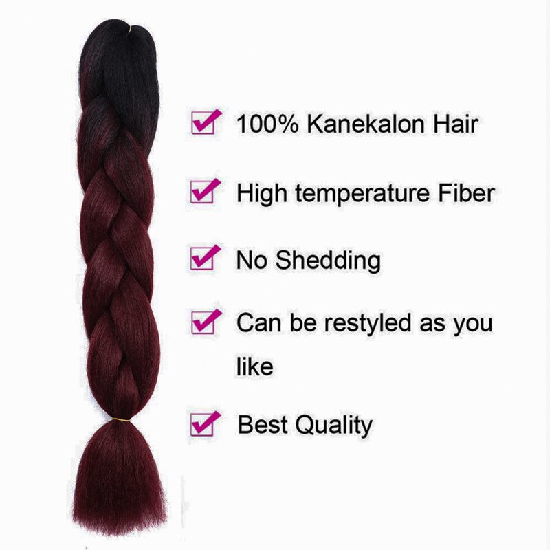 Lelinta Ombre Jumbo Braiding Hair Extensions Kanekalon Synthetic Braiding Hair 24inch 3Pack/Lot Two Tone Braiding Hair (Brown)