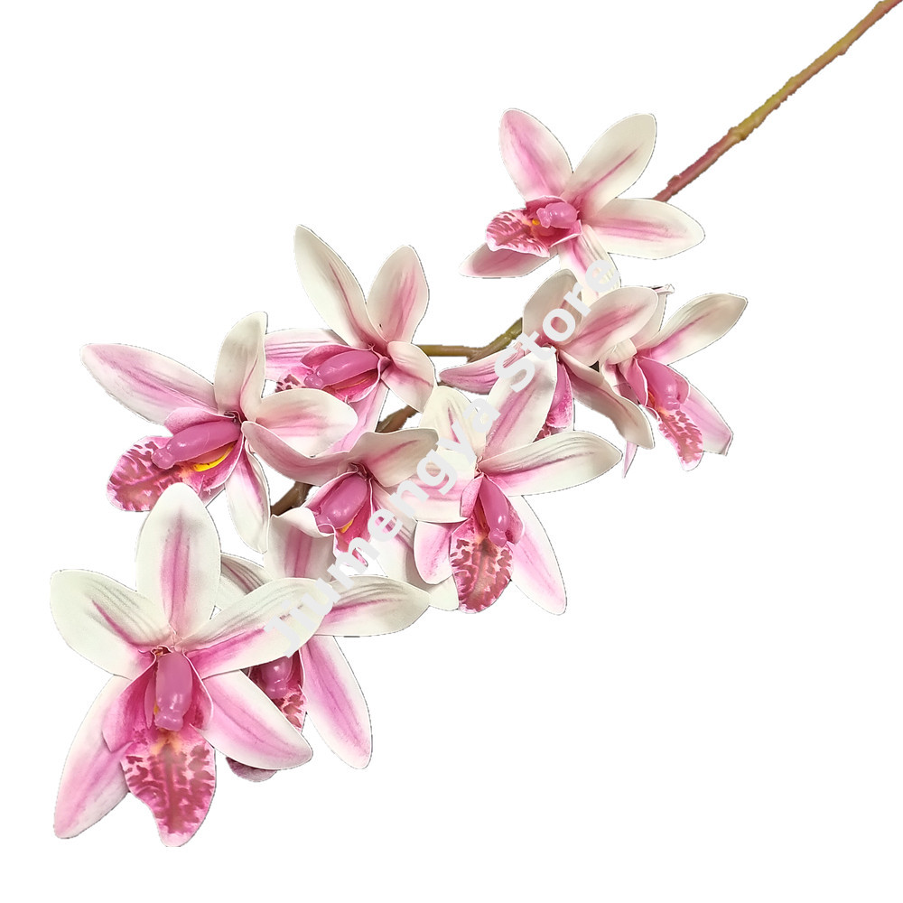 One Real Touch Cymbidium Orchid Flower Plant Artificial 9 Heads Phalaenopsis Orchis for Wedding Home Decorative Flowers: Light Pink