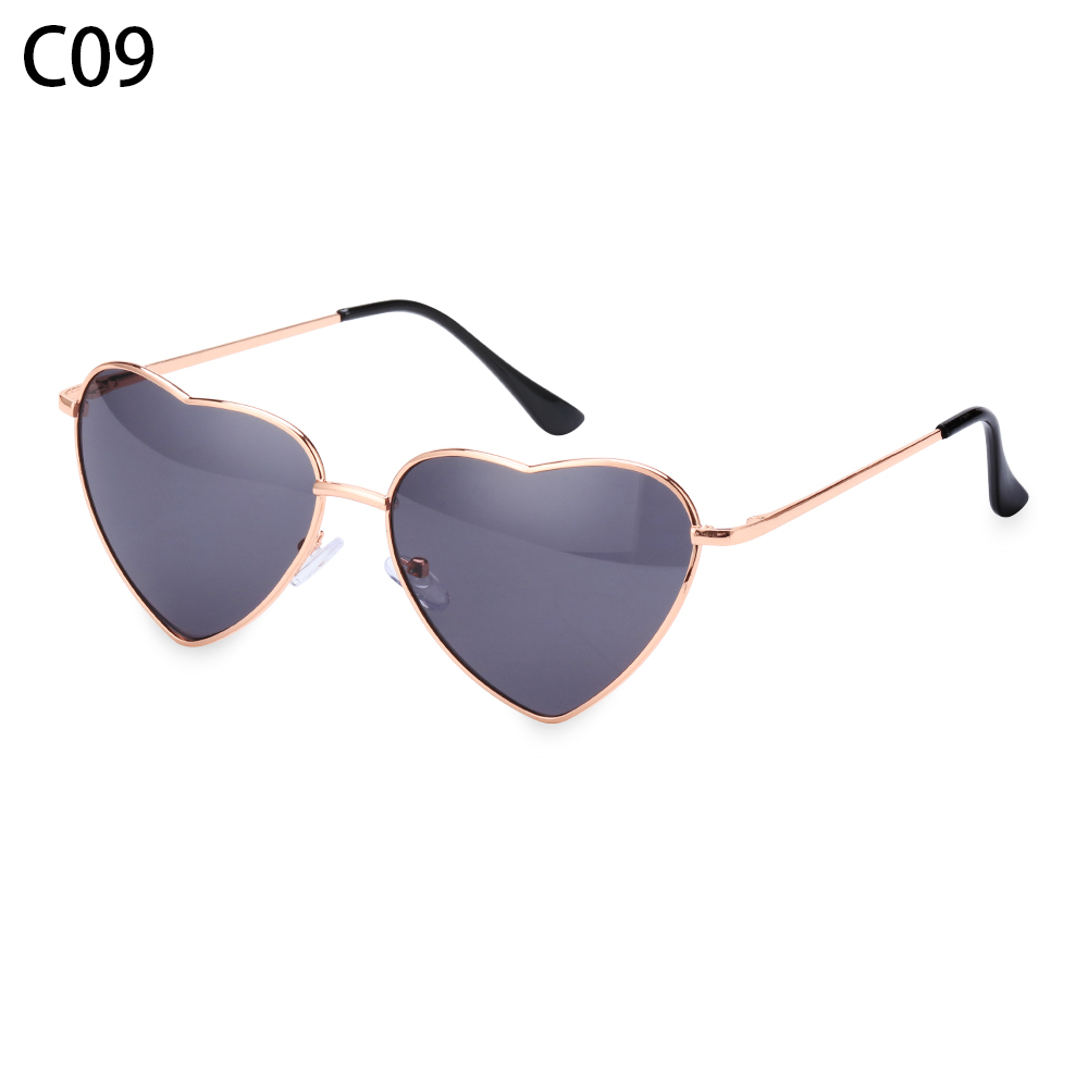 Women Vintage Heart Shape Sunglasses Metal Frame Sun Glasses Candy Color Gradient Sun Glasses For Outdoor Cycling: C09