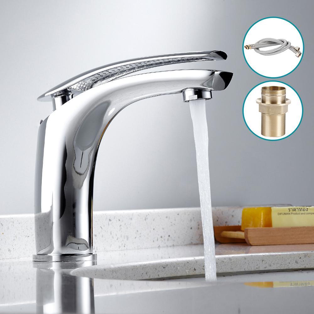 Kylpyhuoneen hana vesihana pesuallashanat valkoinen/kromi/musta vesiputouskiinnitteinen pesuallas kylmävesihana ja sekoitushana yksikahvainen kylpyvesi