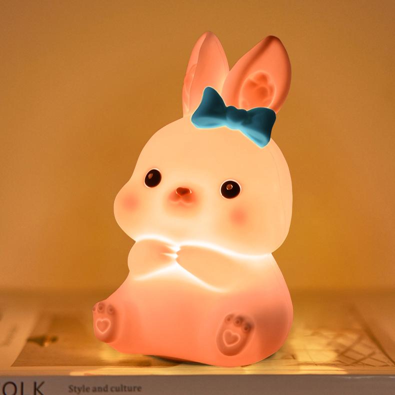 Luz nocturna, lámpara de silicona con forma de Animal, recargable por USB, luz suave y cálida, decoración de cabecera de habitación: Verde claro