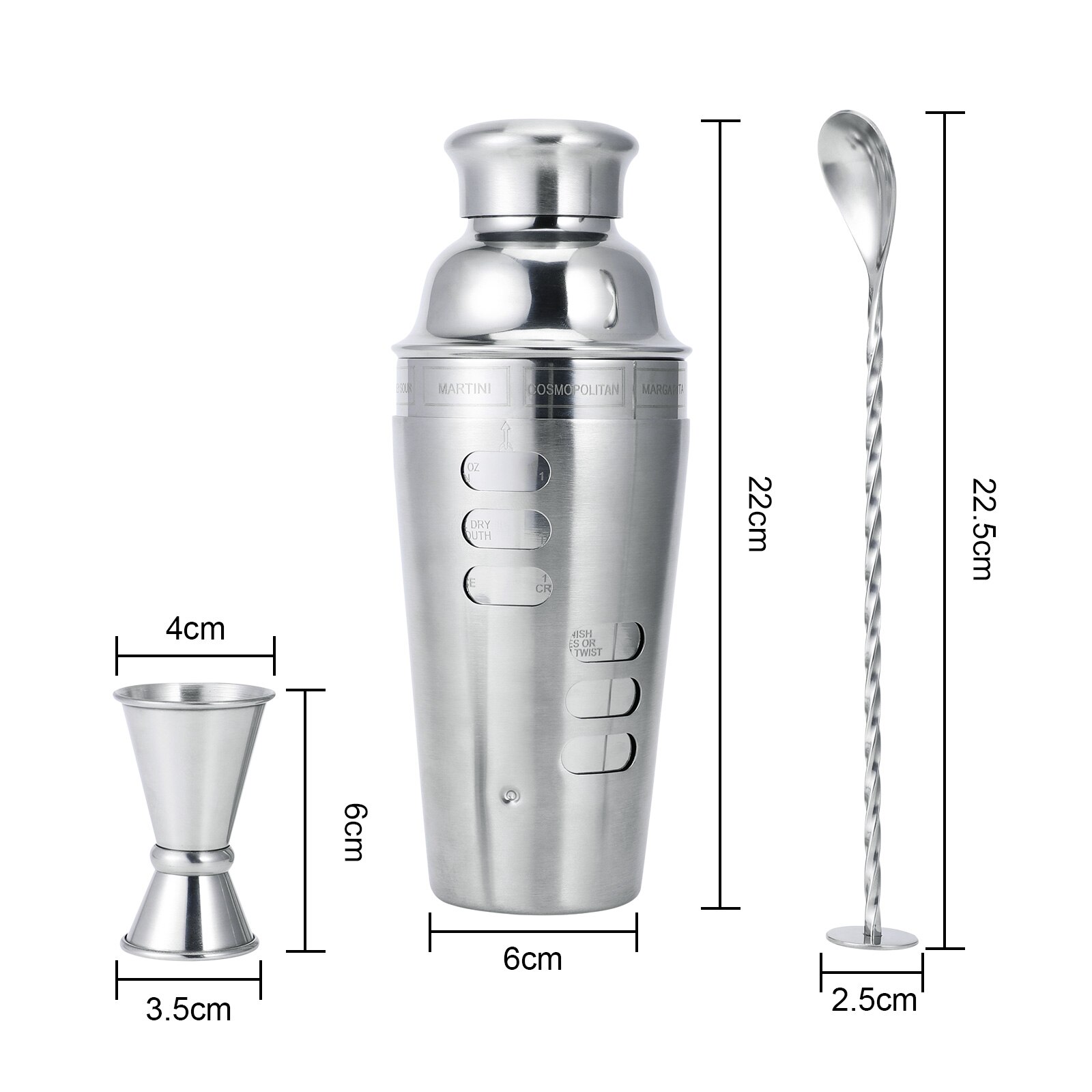 Cocktail Shaker Set Stainless Steel Red Wine Measuring Cup Clip Filter Bartender Kit Party Bar Bartending Set Tools: B