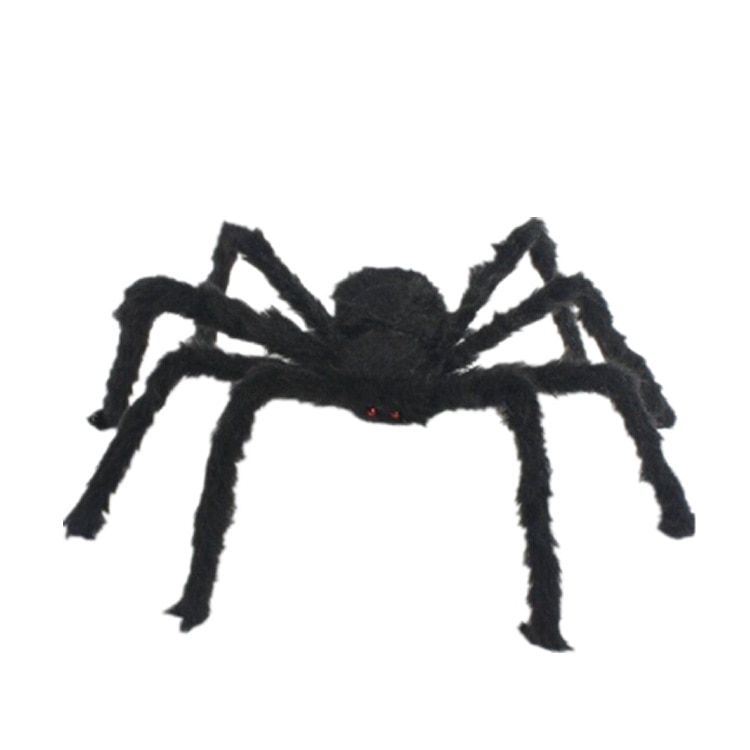 Super grande araignée en peluche en fil de fer et peluche Style noir et multicolore pour fête ou Halloween décorations jouet: black / 90cm 2-pcs