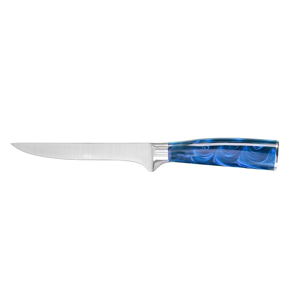 Pro Kitchen Knife Set Unique Blue Resin Handle Stainless Steel Chef Knife Santoku Slicer Paring Knives Traditional Cooking Tools: 6 inch Boning Knife