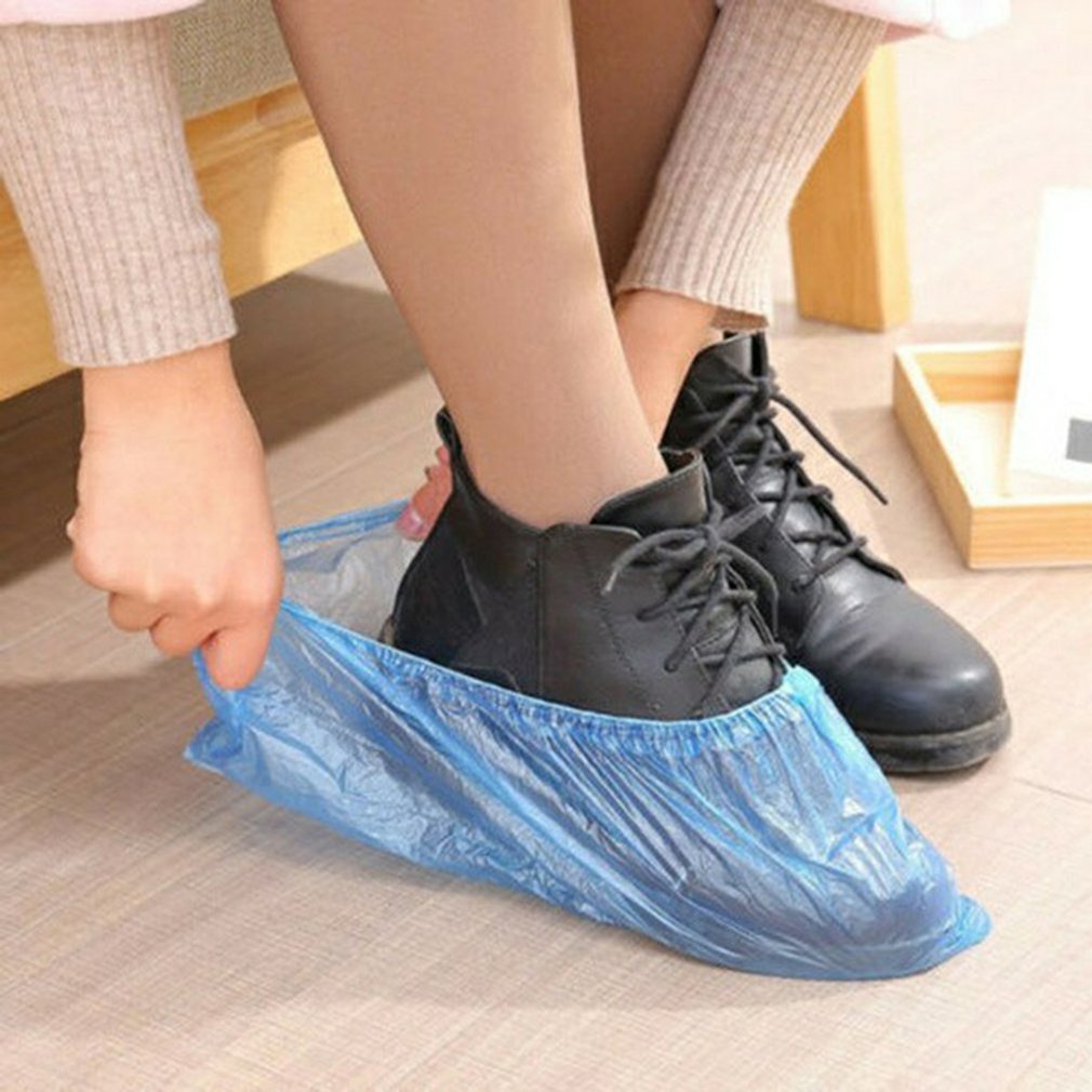 plastic Disposable Shoes Covers with Elastic Band Breathable Dust-proof Thickened Anti-slip Anti-static Shoe Covers