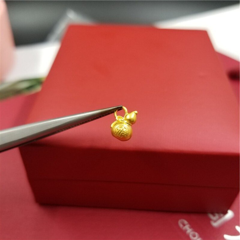 1PCS Echt 24K Gelb Gold Anhänger Frauen 3D Mini Luck Kürbis Bead 0,15-0,2g (Anhänger nur) sehr Kleine