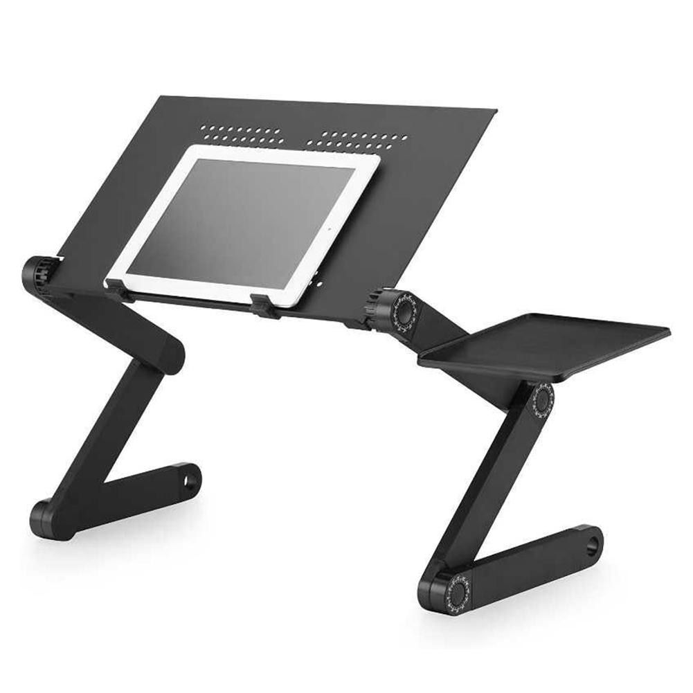 Portable Foldable Adjustable Laptop Table Folding Ergonomic Stand Cooling Fan Notebook Desk With Mouse Pad For Sofa Bed