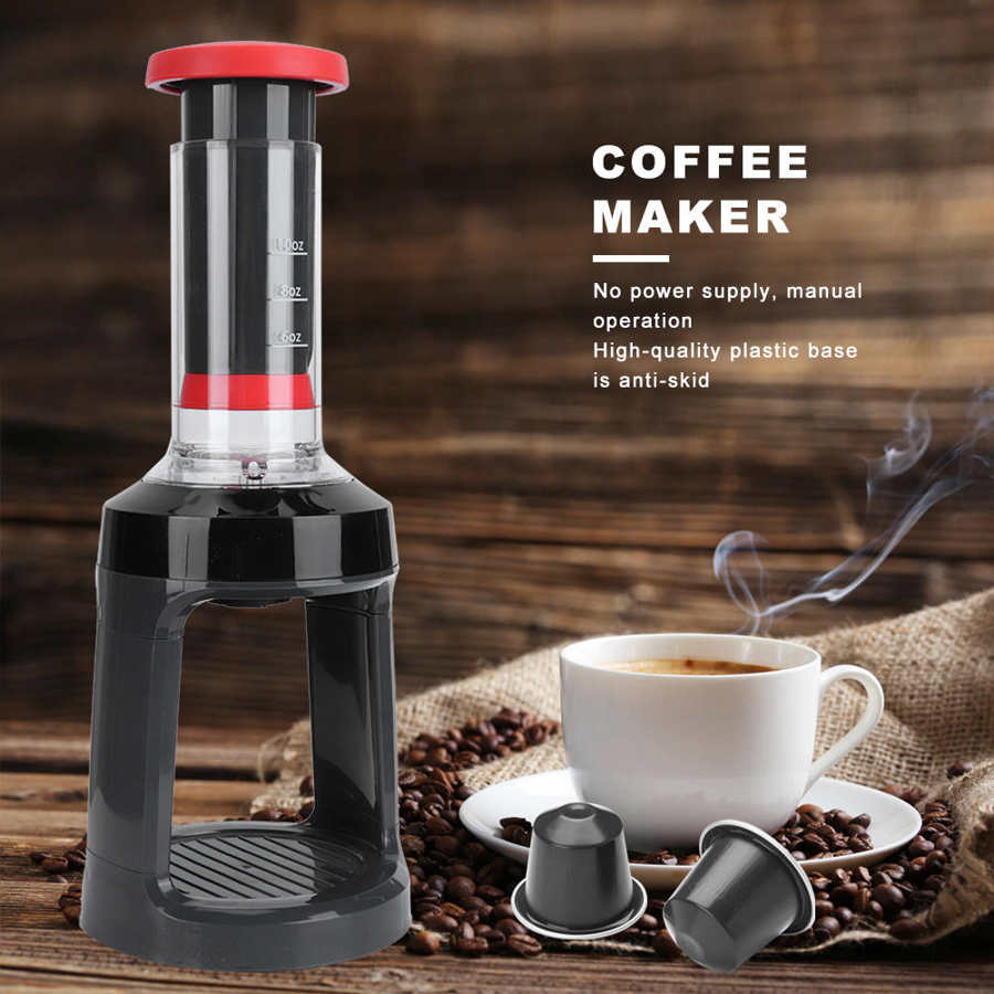 Nespresso kaffemaskin håndpressende kaffemaskin hjemme manuell kaffetrakter som passer for k-kopp kapsel kaffepulver