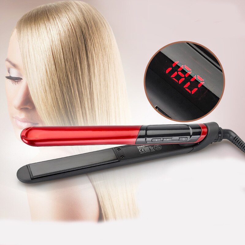 Hair straightener brush LCD Display 2in1 ceramic coating comb flat iron hair professiona tool Curler Hair care Iron