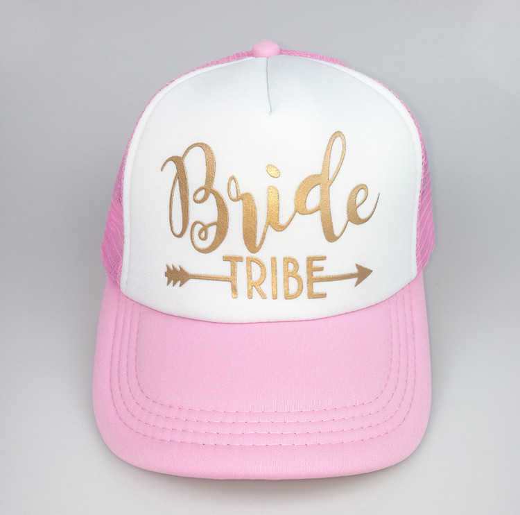 C &amp; Fung SQUAD novia del equipo sombreros basebal gorras para el banquete de Boda del brillo del oro rosa malla sombreros de verano estilo: tribe arrow pink 2