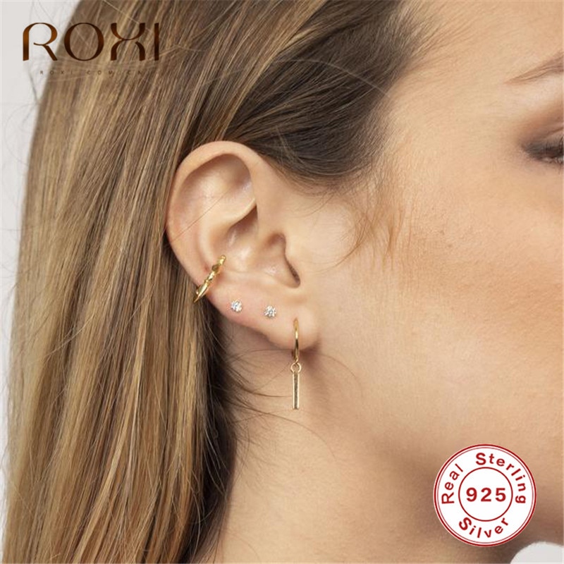 ROXI Minimalist Jewelry Women Punk Spike Bead Ear Cuff Clip Earrings Without Piercing Korean Earcuff Non Pierced Bijoux Femme