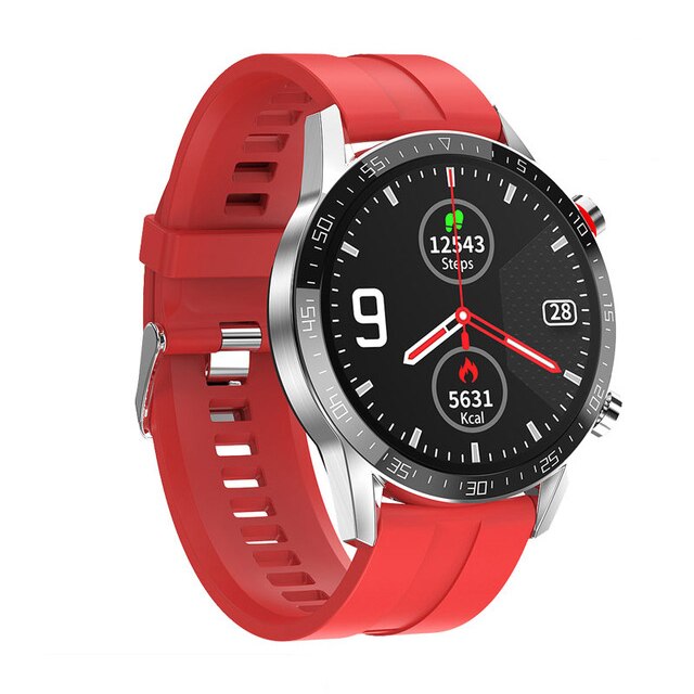 Melanda L13 Smartwatch Herren EKG+PPG Blutdruck Herzfrequenz Anruferinnerung Wasserdicht: Silikon Rot