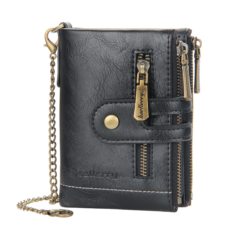 Luxus Männer Leder kurz Brieftasche retro Multi-Funktion Karte Halter Brieftasche Geschäft lässig klein Münze Geldbeutel Brieftasche Pro Männer: Schwarz