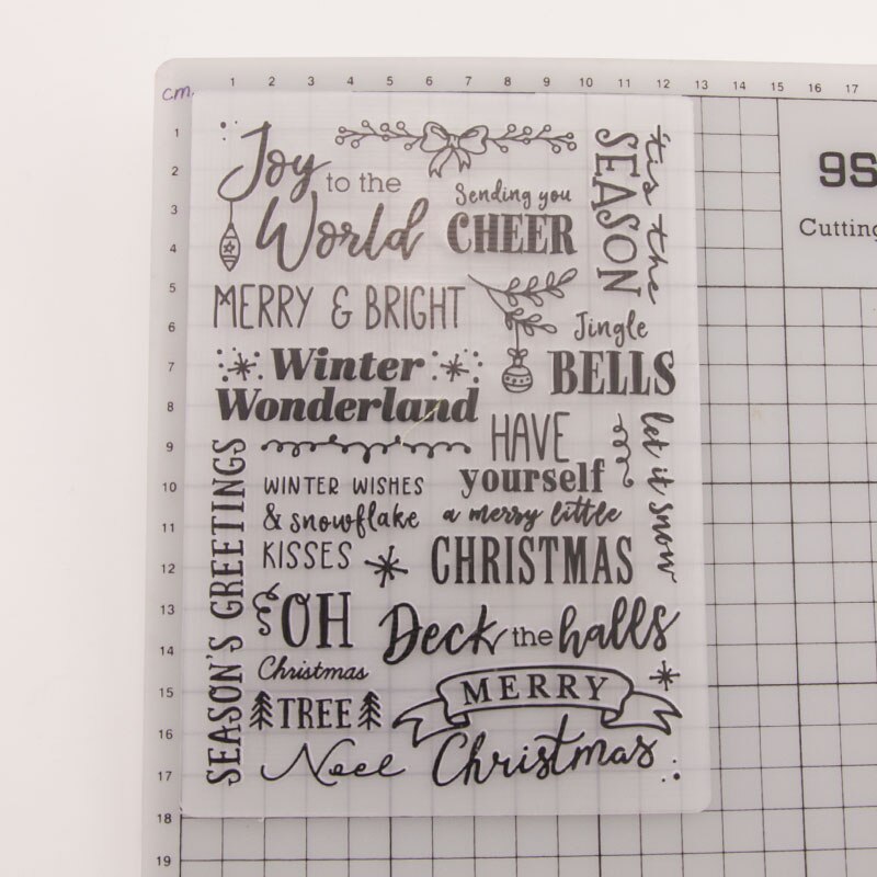 1PC Merry Christmas Bells Words Plastic Embossing Folders For DIY Scrapbooking Photo Album Card Paper Craft Template Mold