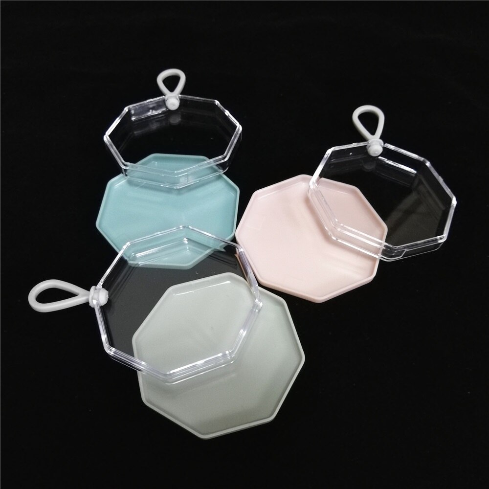 6X6Cm Zachte Massaal Poederdons Natuurlijke Glad Cosmetische Luchtkussen Draagbare Suspenable Storage Case Transparante Doos