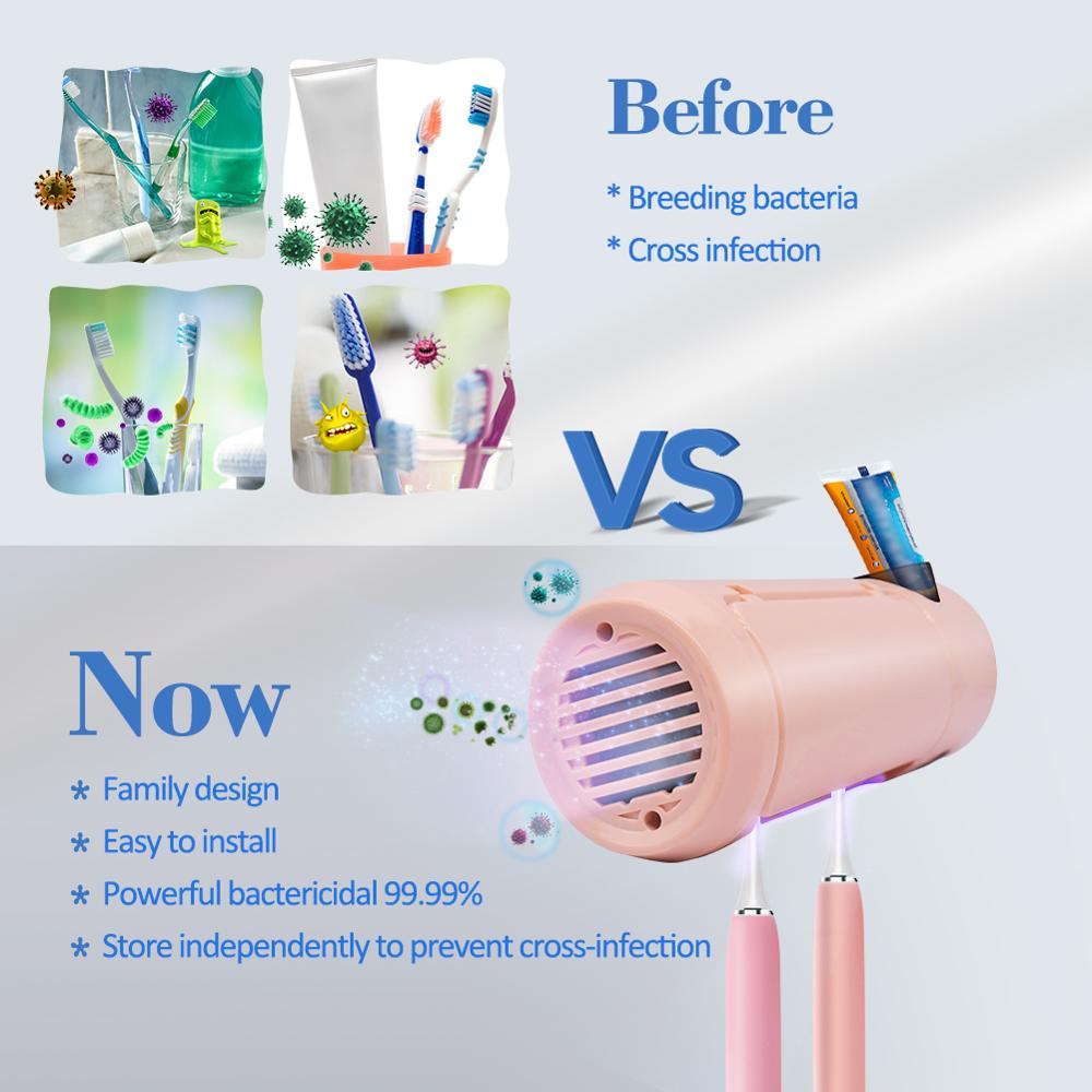 USB Rechargeable 3-in-1 UV Toothbrush Sanitizer Sonic Toothbrush Holder B100 Toothpaste Dispenser Multi-function Light Sanitizer