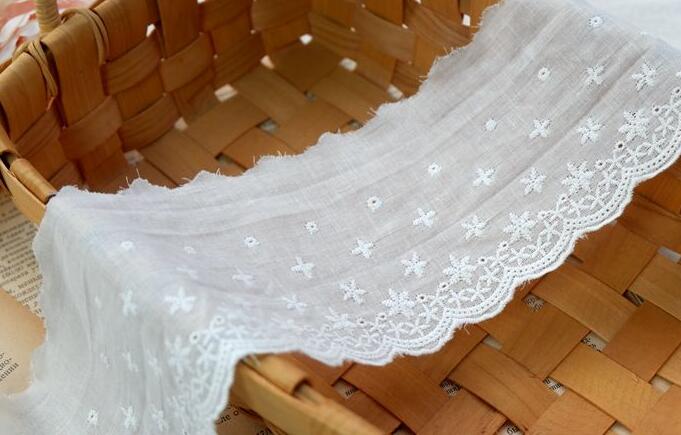 Hvid bomuldsbroderi blomst blonder stof trim bånd diy syning brude applikation krave guipure kjole bryllup indretning