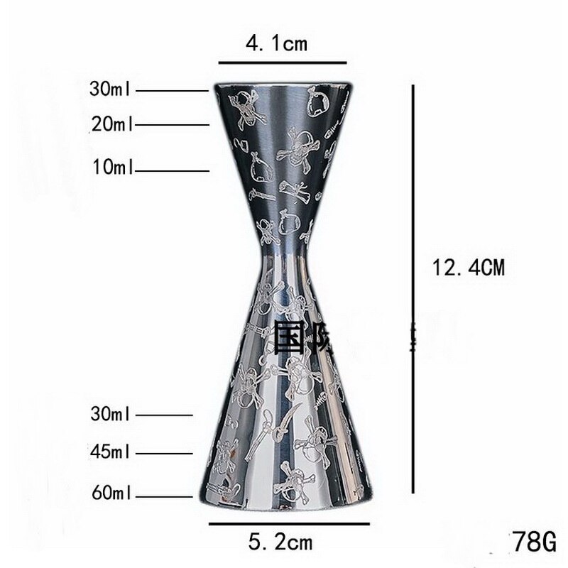 304 stainless steel style skull measuring cup Bar jiggers 15*30/45*60ml