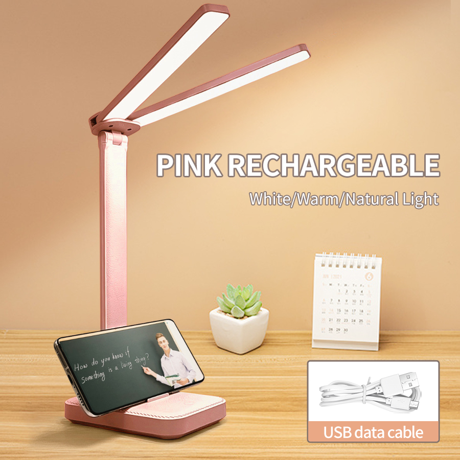LED-Schreibtischlampe, 3-stufig dimmbar, berühren-Nachtlicht, USB wiederaufladbar, Augenschutz, faltbar, Nachttischlampe, Lesetischlampe: Weiß