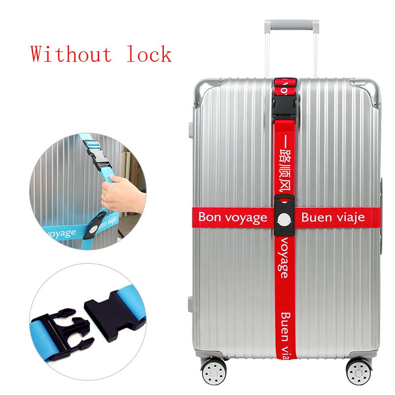 Luggage Strap Suitcase band Three digits password Belt Luggage Straps Cross Belt adjustable Travel accessorie Suitcase rope band: Without lock Red