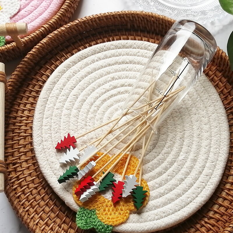 100PCS Bamboo Decorative Toothpicks 12cm Cocktail Picks Disposable Fruit Sticks Buffet Birthday Wedding Party Food Decoration