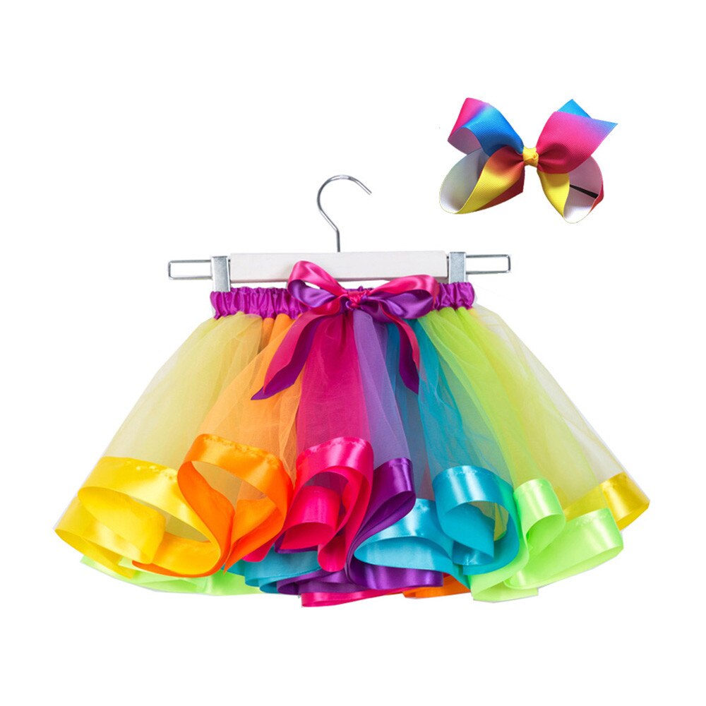 Gonna Tutu per bambina gonne per bambina Mini Pettiskirt Dance Rainbow Tulle gonna principessa per bambini abbigliamento estivo per bambini colorato: Multicolor  / L