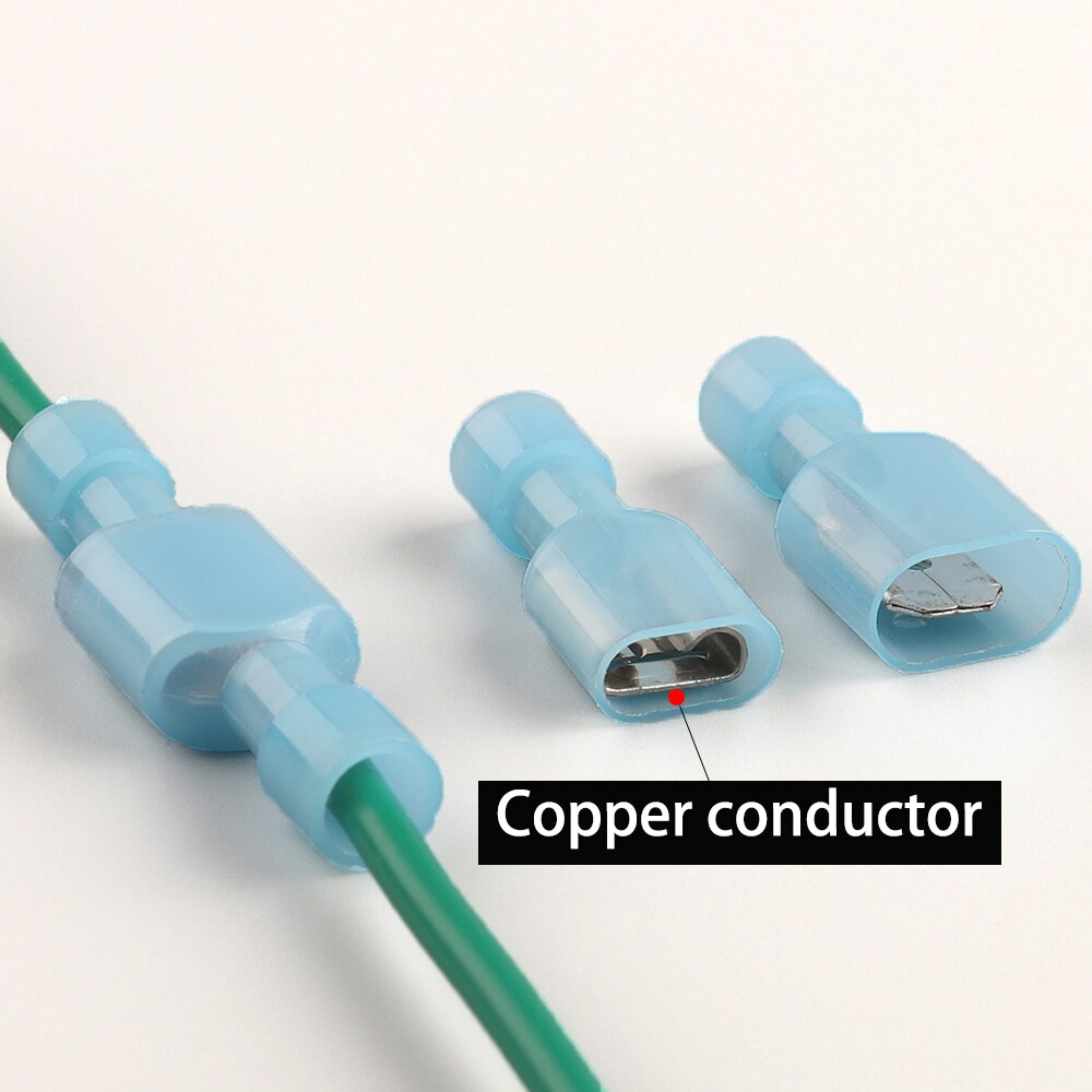Fully insulated Nylon 6.3mmFemale + Male Insulated Spade Electrical Wire Crimp Terminal Connectors Wiring Cable Plug set