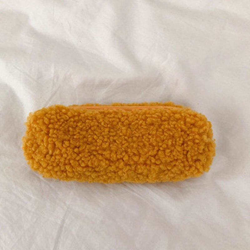 1PC Kawaii Soft Fluffy Pencil Bag Plush Pencil Case with Lovely Soft Colors Cute Stationery School Supplies Stationery: Yellow