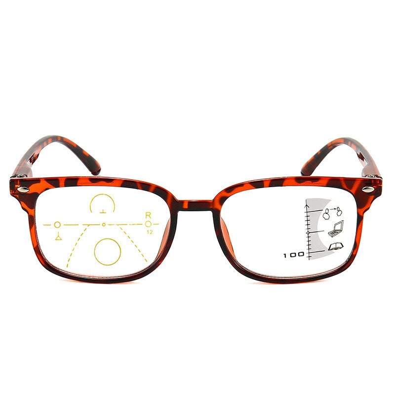 Men's Reading Glasses Progressive Multifocal Retro Presbyopic Blue Light Blocking Glasses Women Far Near Eyeglasses Eyewear +200: +150 / Leopard