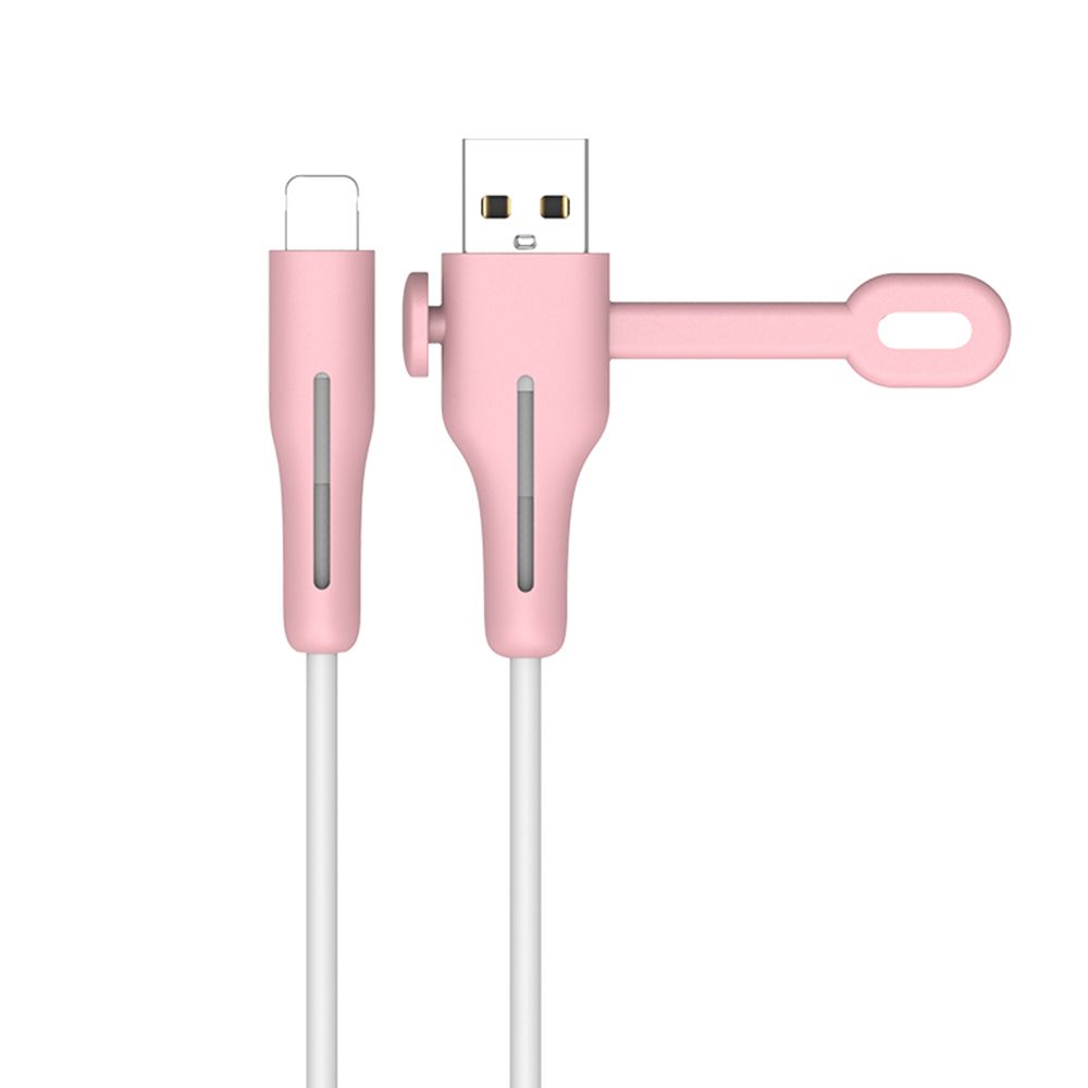 Kaapelinsuoja pehmeä silikonisuojus apple iphonelle usb-laturi kaapelinsuojaus langankelaus käytännöllinen lisävaruste: Vaaleanpunainen