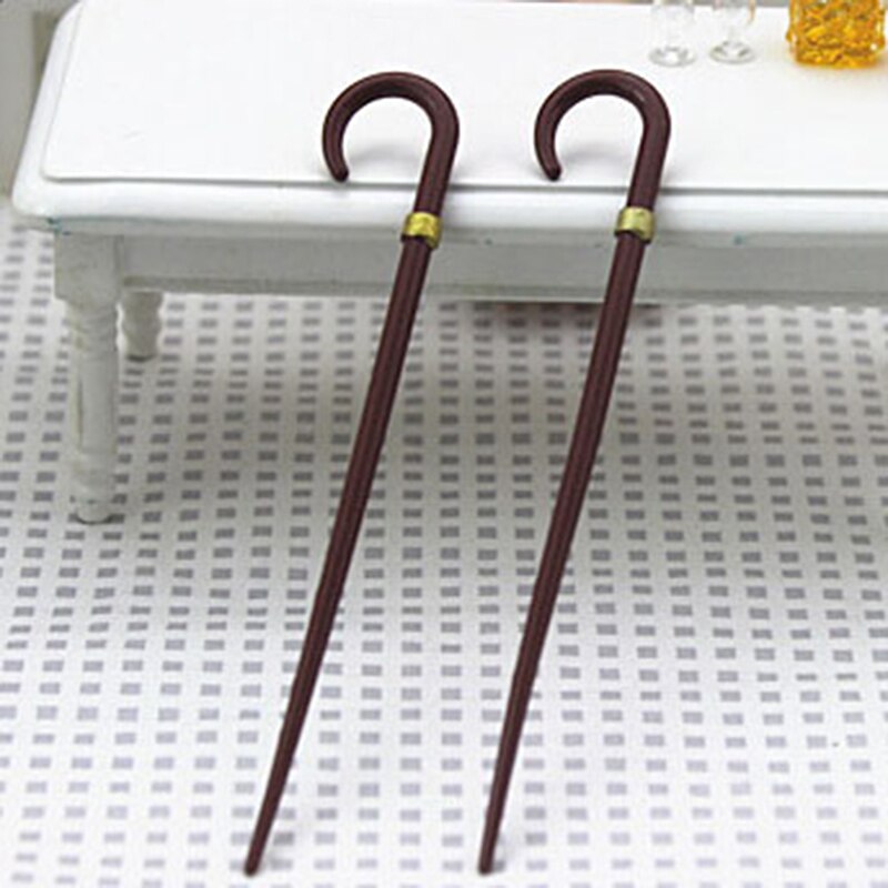1/12 Model Toy for Doll House Decoration Dollhouse Miniature Accessories Mini Vintage Gentleman Walking Stick Simulation Crutch