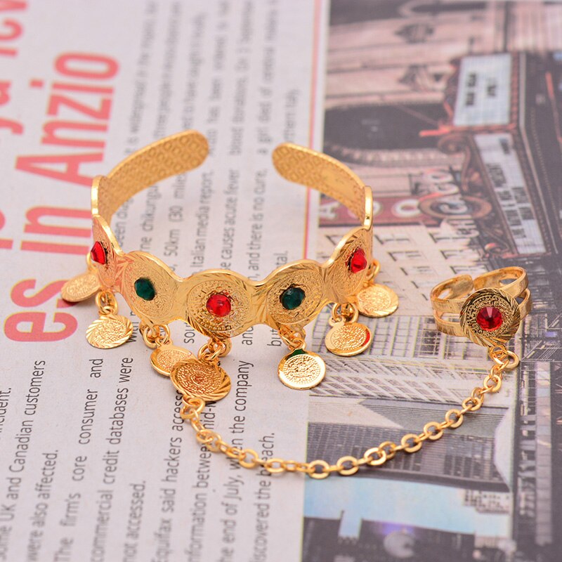 Wando arabische ethiopische dubai munt armbanden voor baby's met ringen voor meisjes kinderen goudkleurige mooie armband armbanden munt sieraden