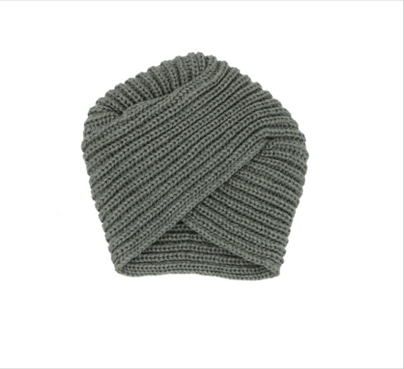Kvinder damer boho stil blød uld hæklet strikket hætte vinter varm afslappet muslimsk krydset turban hat sort lyserød kaffe: C