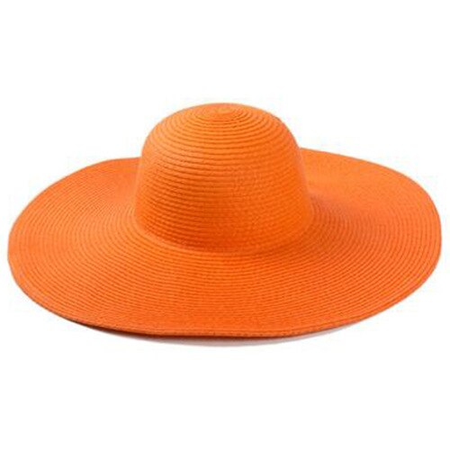 Seaside large brim hats summer straw hat foldable sun hat Summer Sun Hats For Women large Brimmed Straw Sun Hat Folding Beach Gi: Orange