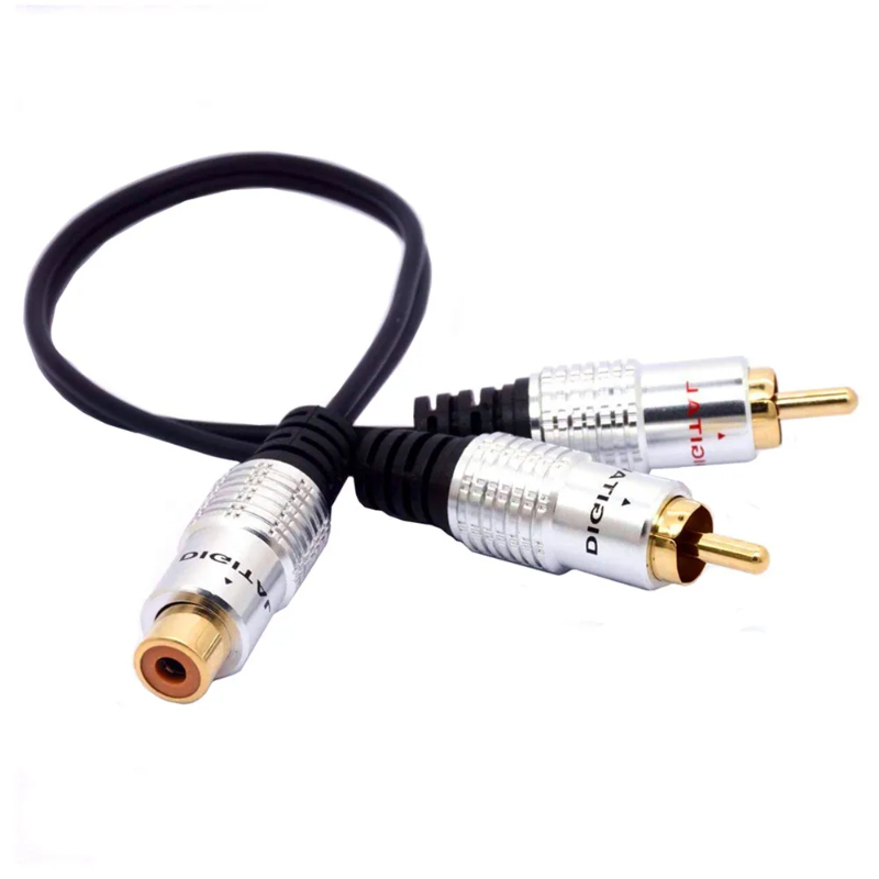 Adaptador Rca Y 1 Rca hembra a 2 Rca macho, Cable divisor para amplificador de Audio, Subwoofer Rca hembra a 2 macho
