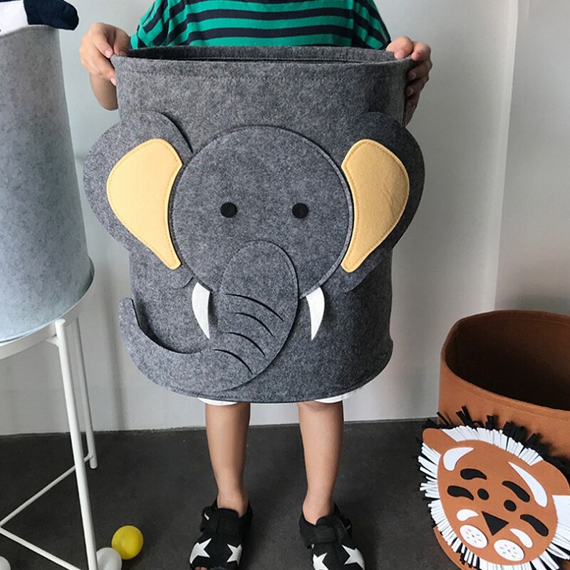 Baby Laundry Basket Sundries Storage Basket Foldable Toy Storage Bucket Dirty Clothes Container Folding Cartoon Animal Box