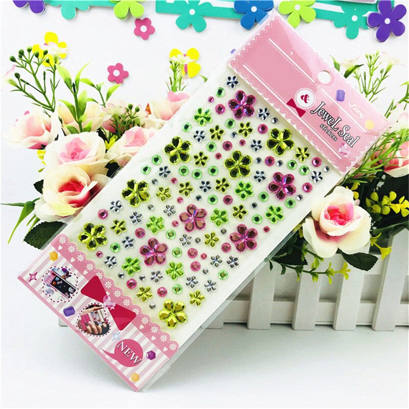 Strass bande Scrapbooking autocollant auto-adhésif paillettes fleur cristal gemmes bijou diamant autocollant couleur envoyé au hasard