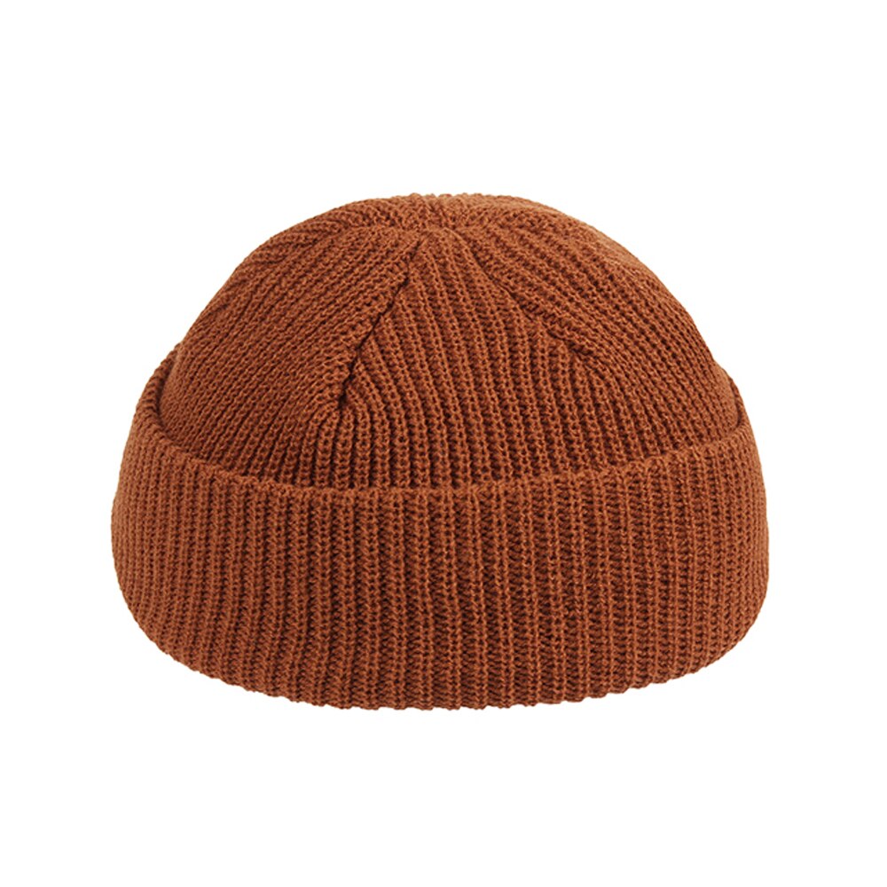 Hoeden zonder rand, hiphopmuts, muts met schedel, gebreide straatmuts, dames, heren, unisex, casual, effen, pompoen, draagbare meloenmuts: Koffie