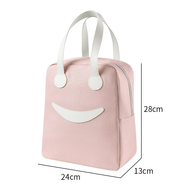 Smiley – sac à déjeuner fourre-tout de couleur unie, étanche, thermique, isolé, Portable, isotherme, Bento d&#39;extérieur pour aliments: 24x13x28 Pink