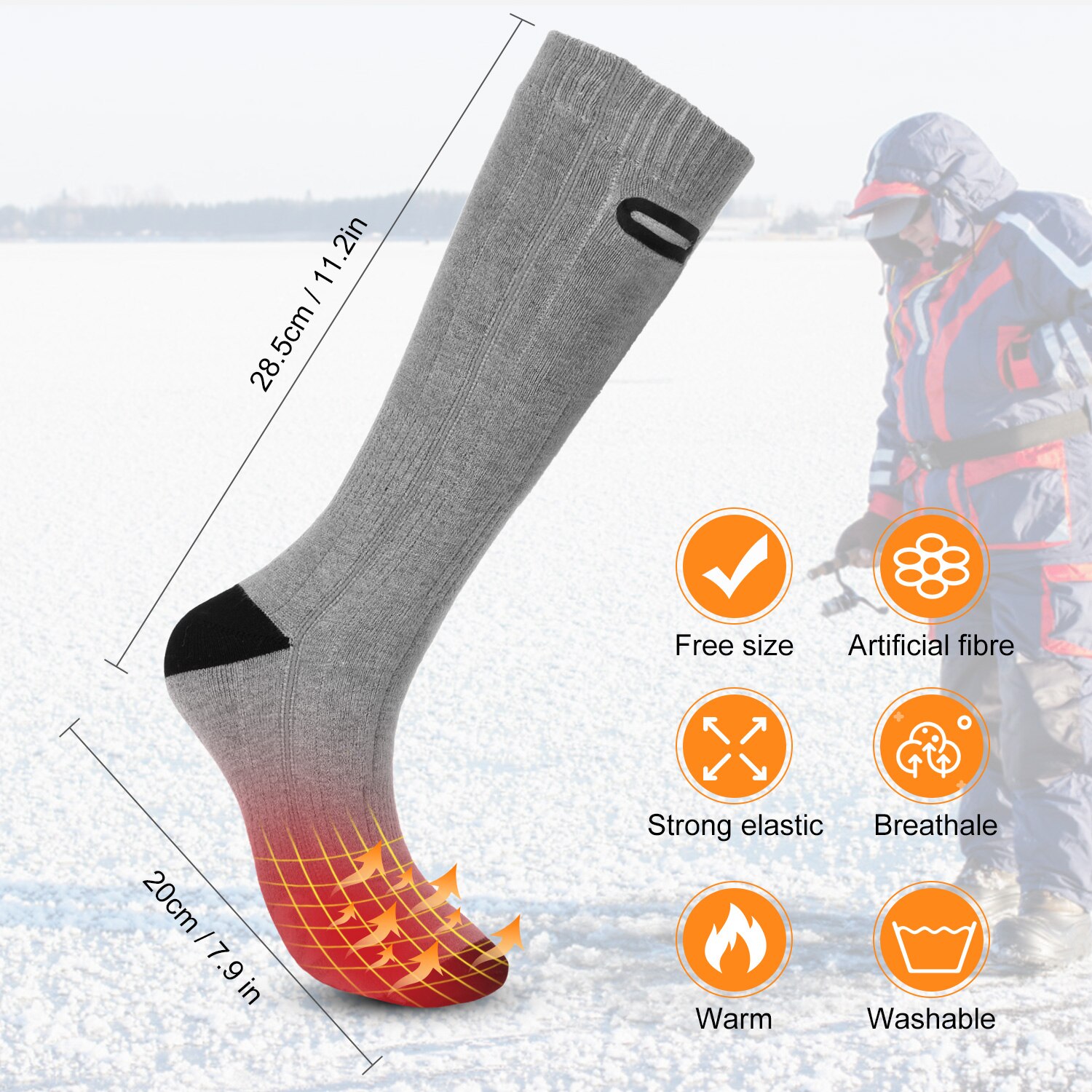 Hiver chauffage chaussette élastique résistant à l'eau électrique chauffé ensemble de chaussettes en plein air thermique chaussettes pour équitation Camping randonnée