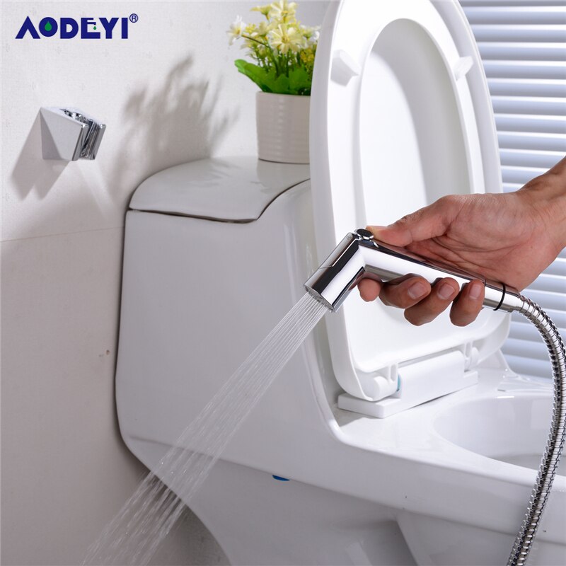 Toilet badeværelse håndholdt bidet spray ble bruser sprøjtesæt flow abs kontrol bærbar shattaf jet douche kit sort/krom