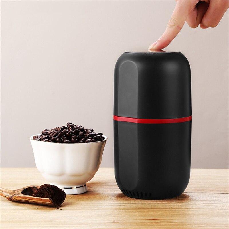 Coffee Bean Grinder Small Grinder Electric Grinder Black And White Stainless Steel Strip Hidden Switch Adjustable Thickness