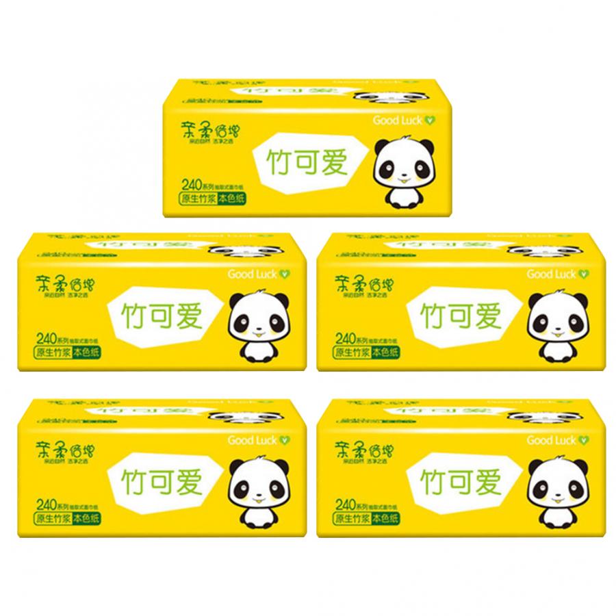 5Packs 4Layers Household Facial Paper Wood Pulp Practical Thick Toilet Paper