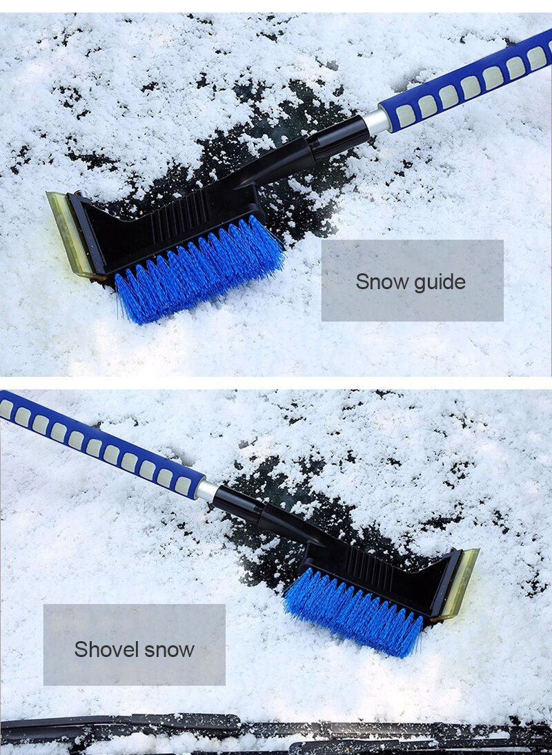 3in1 Auto Voorruit Ijskrabber Glas Sneeuw Borstel Uitschuifbare Rvs Sneeuw Remover Cleaner Auto Borstel Met Veiligheid Hamer