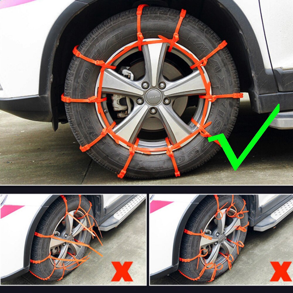 Bridas antideslizantes para cadena de nieve, 10 piezas, nailon, para coche y SUV