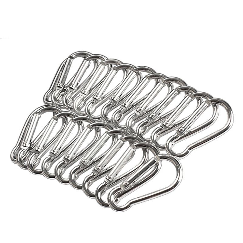 20Pcs Zilver Aluminium Lente Karabijnhaak Karabijnhaak Hanger Sleutelhanger Wandelen