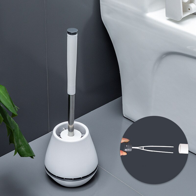 Konco gummi toiletbørste med holder rensebørste til toilet husholdningsgulvrens med hårspænde badeværelsestilbehør
